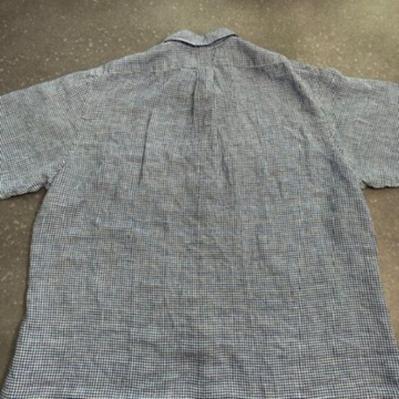 Brooks Brothers Regent Fit 100% Linen Gingham Shirt – Navy & White – Size XXL - Picture 4 of 12